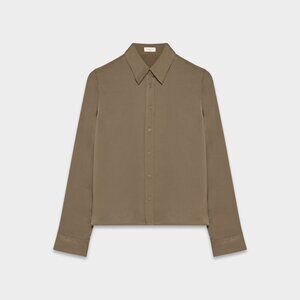 NWT Babaton olive taupe satin button-up shirt size XS